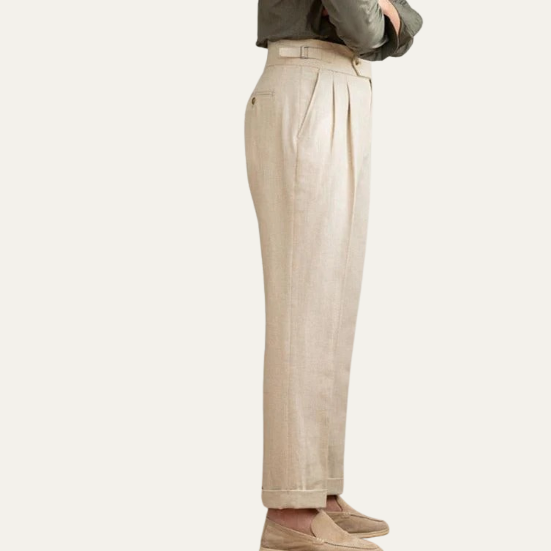 VogeLuxe | Men’s High-Waist Pleated Summer Chinos