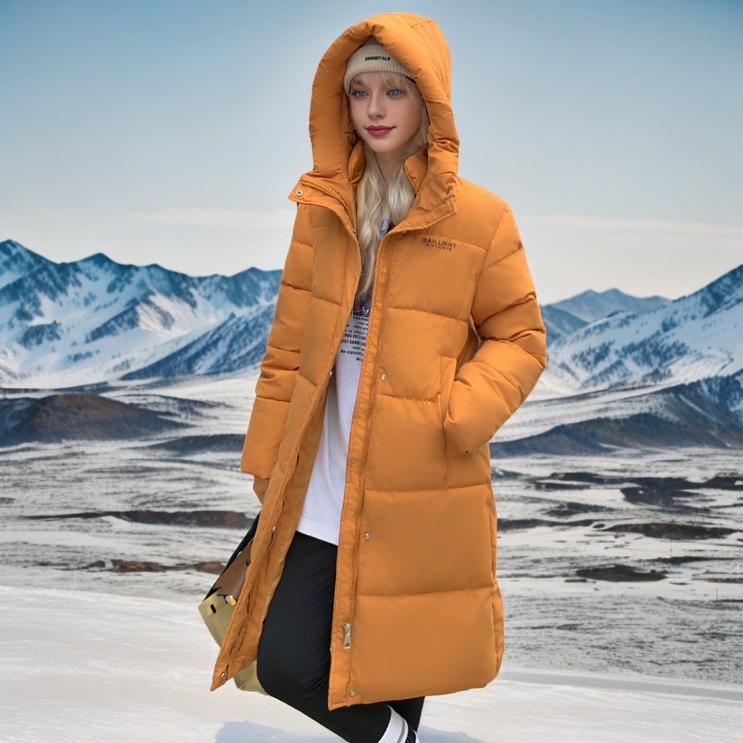 Warm Women's Black Padded Parka Winter Jacket with Hood