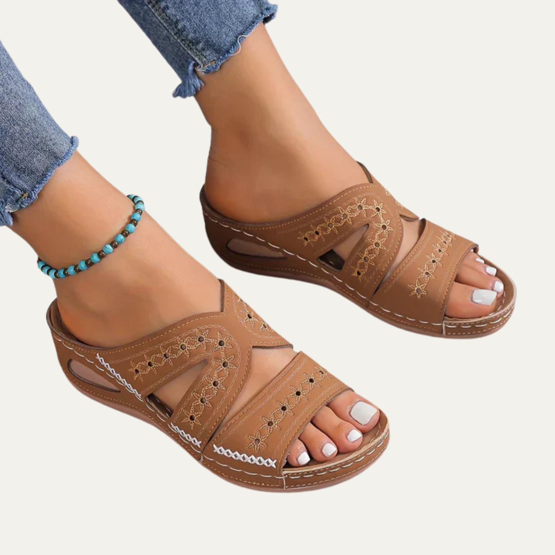 VogeLuxe | Women’s Casual Slip On Wedge Sandal with Contoured Footbed