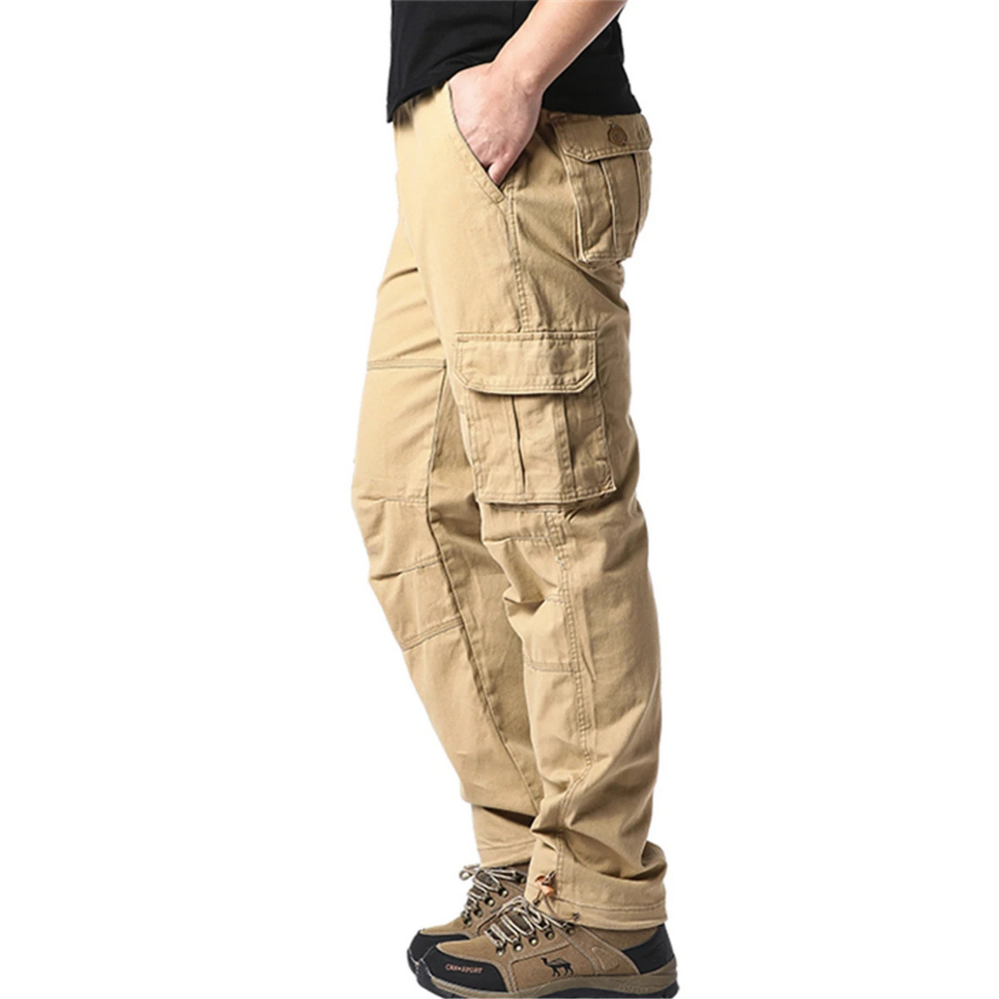 Relaxed Fit Cargo Pants for Men with Elastic Waist - VogeLuxe