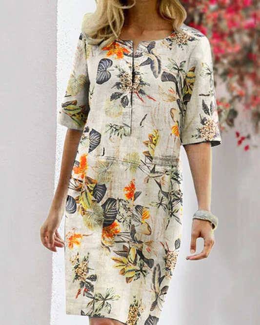 Casual Floral Short Sleeve Women's Dress - VogeLuxe