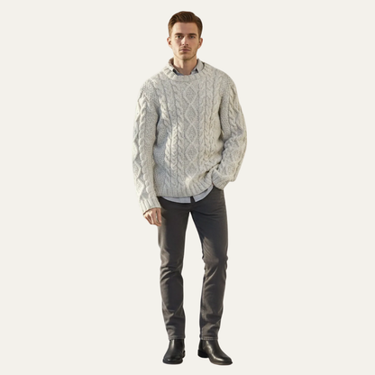 VogeLuxe | Men’s Chunky Cable Knit Crew Neck Sweater