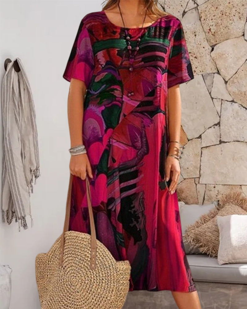 Comfy Women's Sundress with Round Neckline