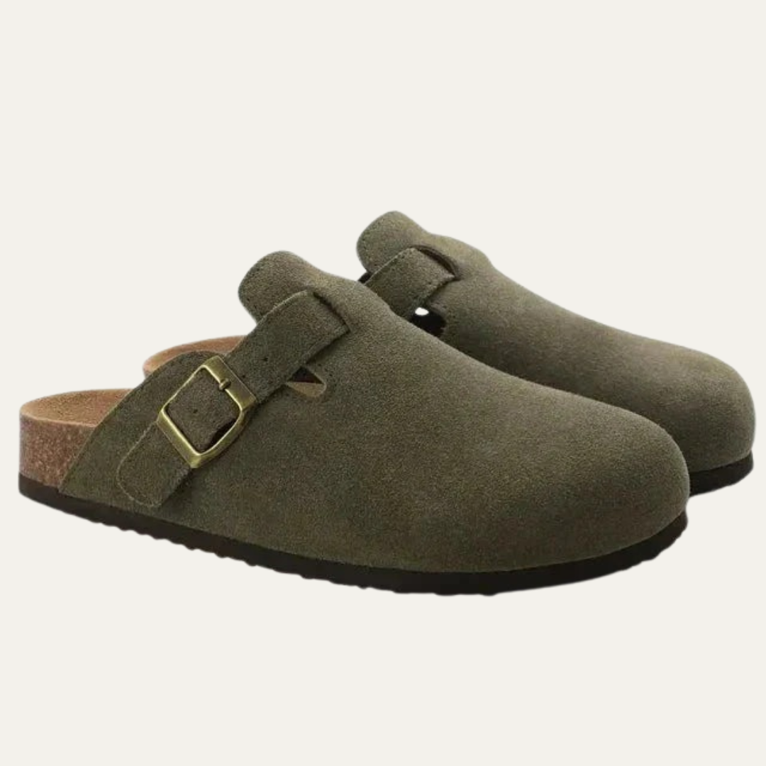 VogeLuxe | Men’s Buckled Cork Footbed Mule Clogs
