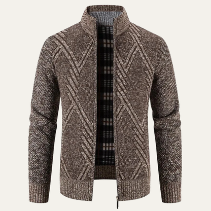 VogeLuxe | Men's Full Zip Knit Cardigan with Standing Collar