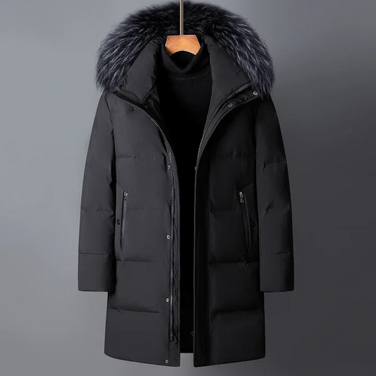 Warm Waterproof Parka Coat with Faux Fur Hood - BritishElegance