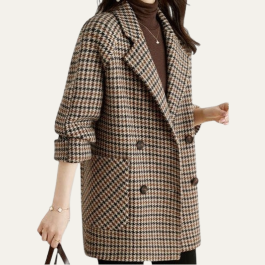 VogeLuxe | Women’s Classic Houndstooth Coat