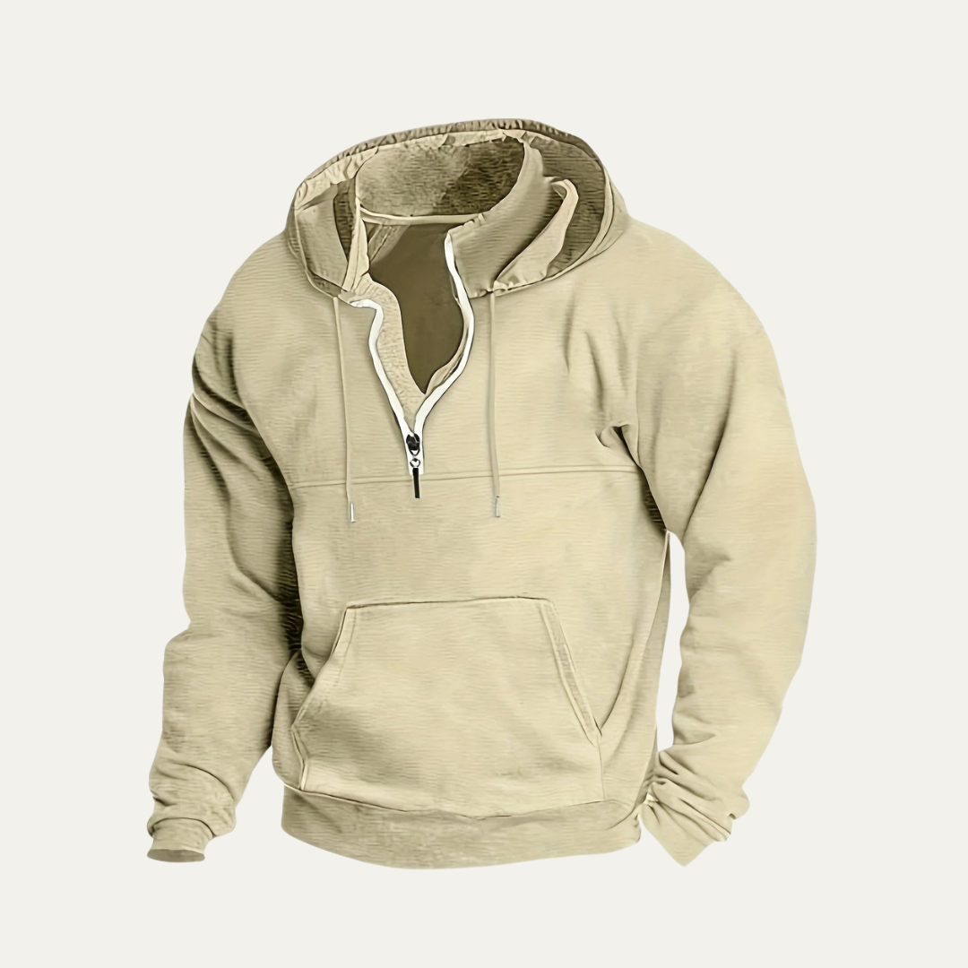 VogeLuxe | Men’s Utility Pocket Hooded Partial Zip Sweatshirt