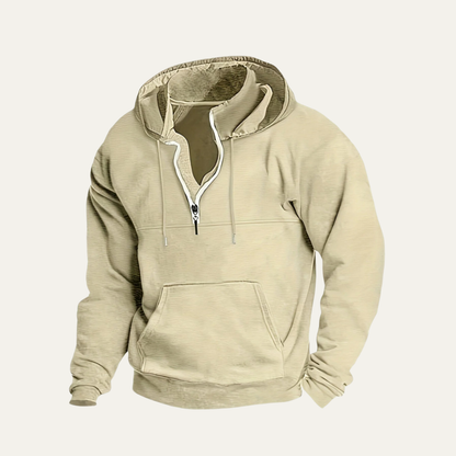 VogeLuxe | Men’s Utility Pocket Hooded Partial Zip Sweatshirt