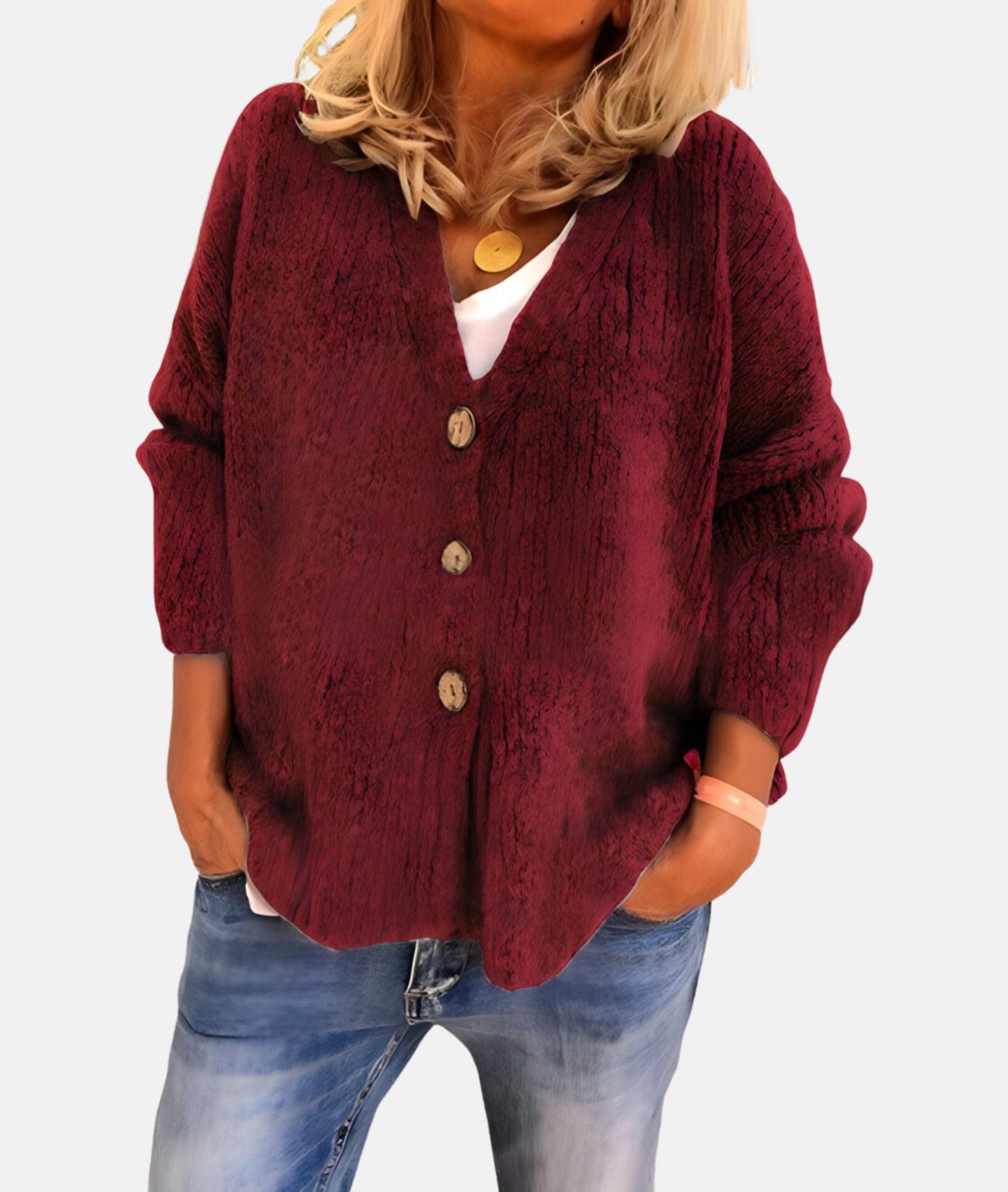 Stylish V-neck Cardigan for Everyday Wear - VogeLuxe