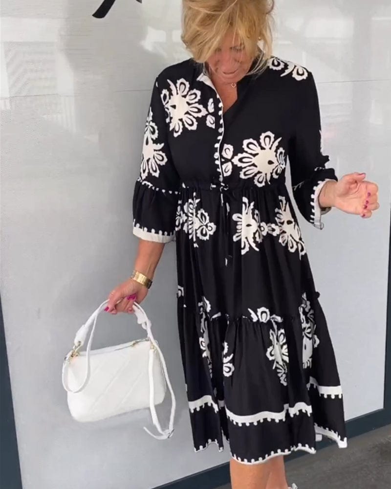 Pretty Floral Cap Sleeve Midi Dress for Women - BritishElegance