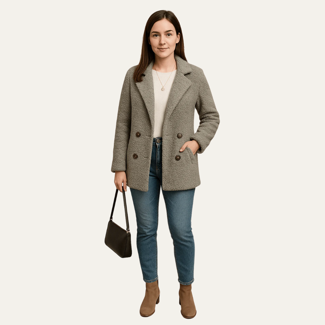 VogeLuxe | Women’s Textured Double-Breasted Peacoat