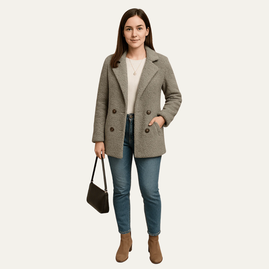 VogeLuxe | Women’s Textured Double-Breasted Peacoat