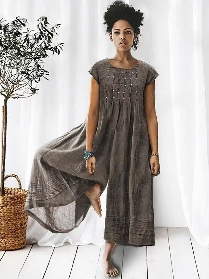 Relaxed Fit Linen Summer Jumpsuit for Women - VogeLuxe