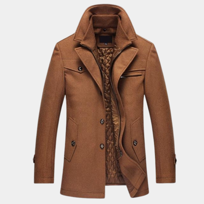 VogeLuxe | Men’s Wool Blend Car Coat with Quilted Zip Lining