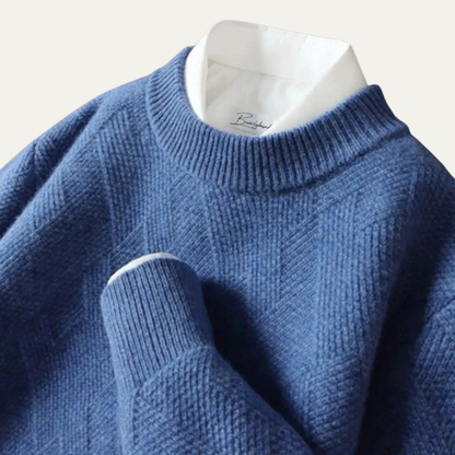 VogeLuxe | Men’s Textured Crewneck Layered Knit Sweater
