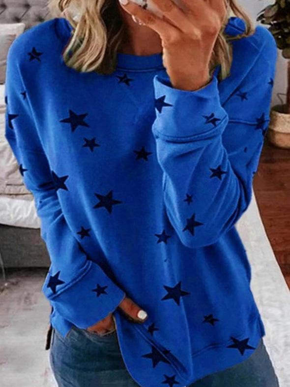 Cozy Winter Star Pattern Crew Neck Sweater