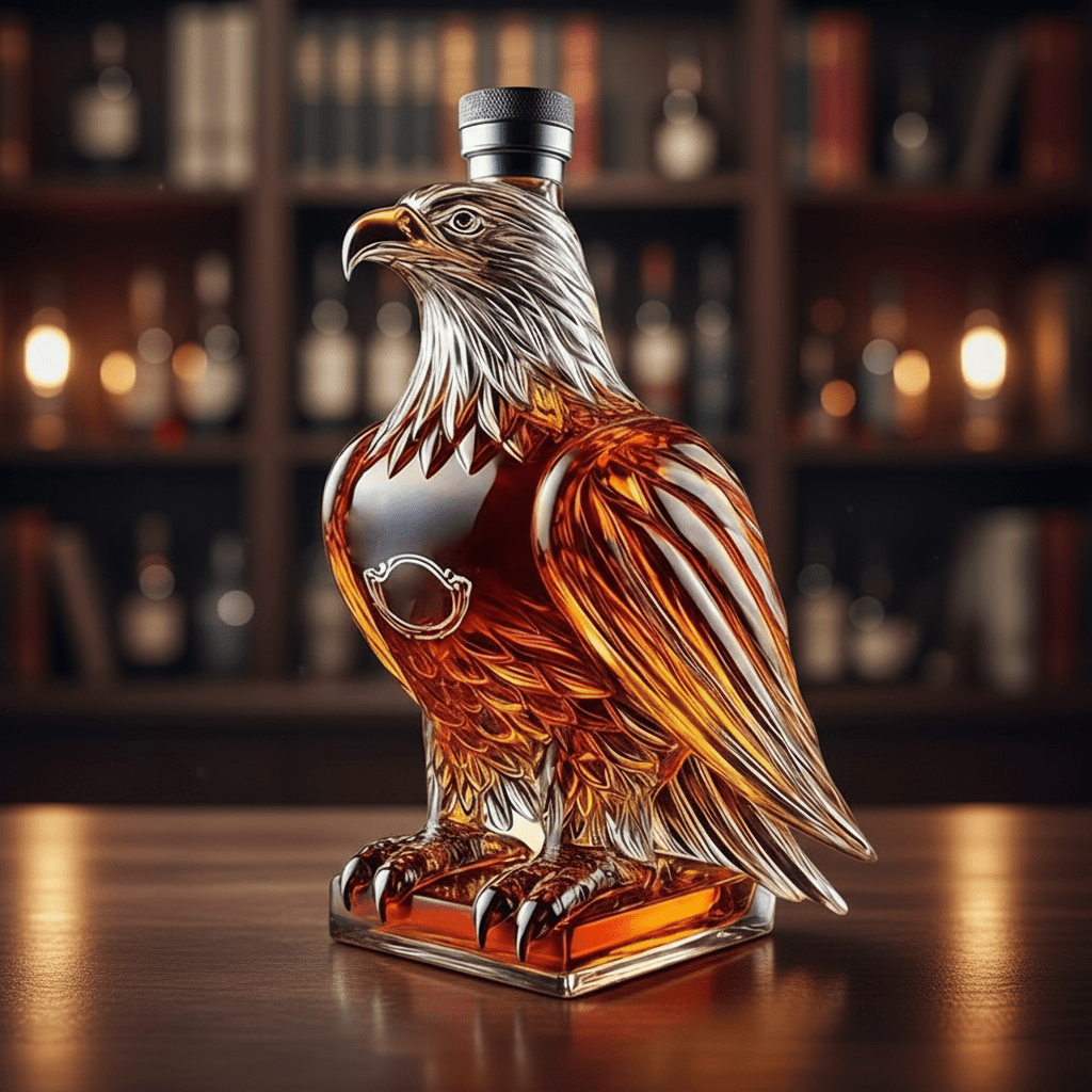 Elegant Whiskey Decanter Bald Eagle Glass Container - VogeLuxe