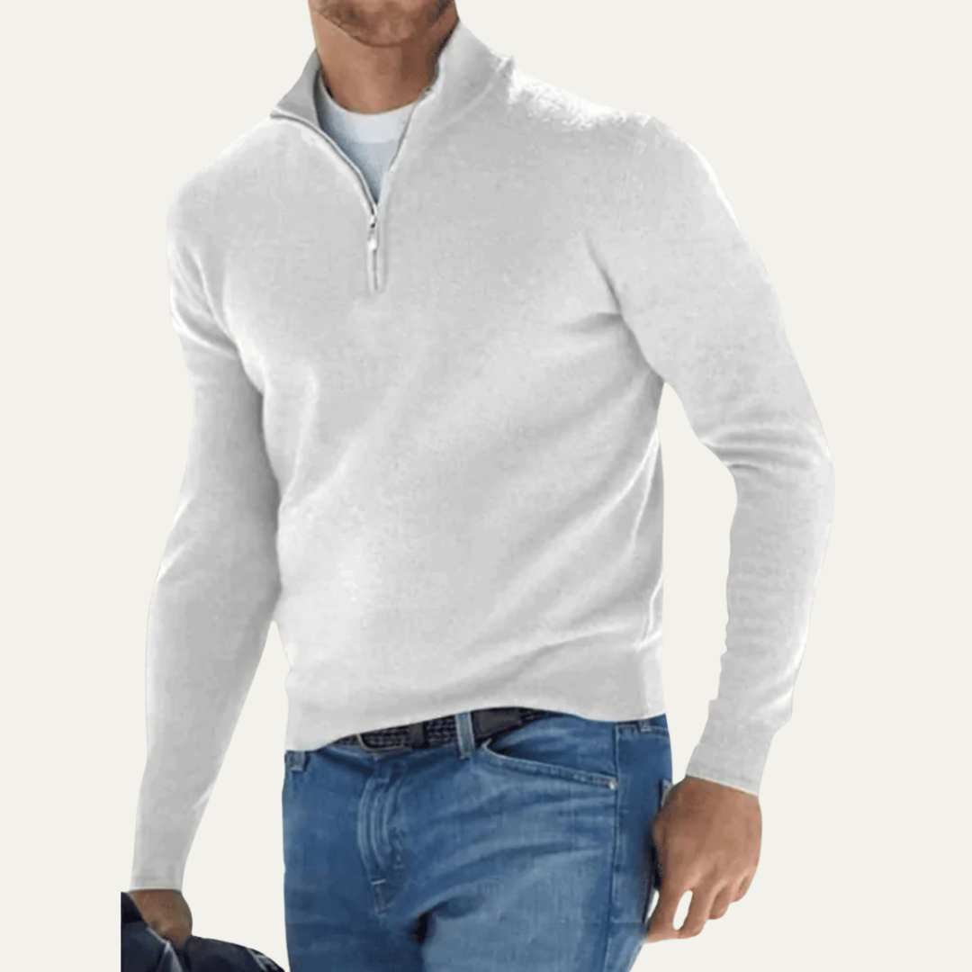 VogeLuxe | Men’s Minimalist Quarter Zip Long Sleeve Pullover