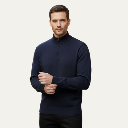 VogeLuxe | Men’s Solid Quarter Zip Stand Collar Pullover