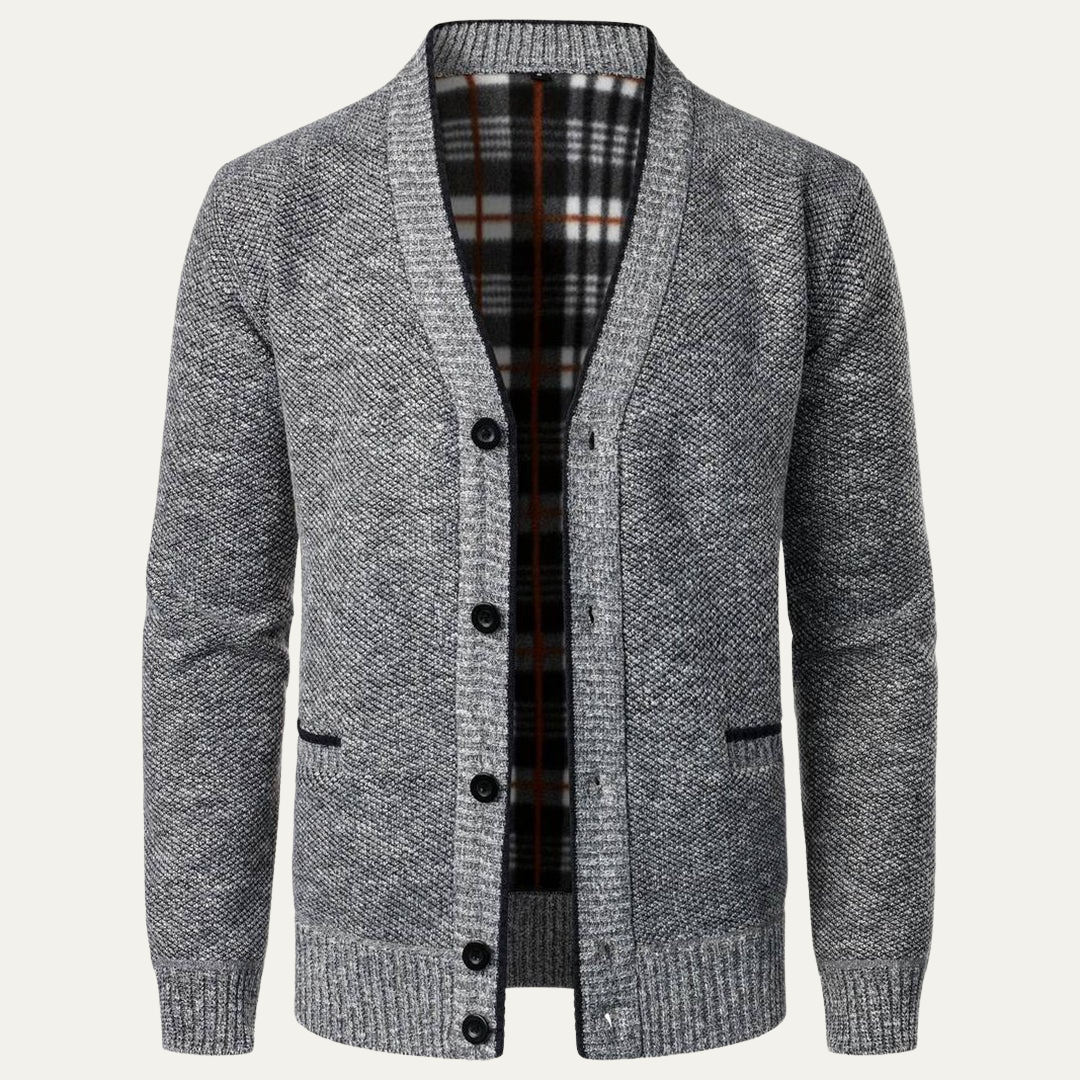 VogeLuxe | Men’s Textured Knit Shawl Collar Cardigan