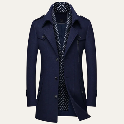 VogeLuxe | Men’s Layered Collar Peacoat Jacket