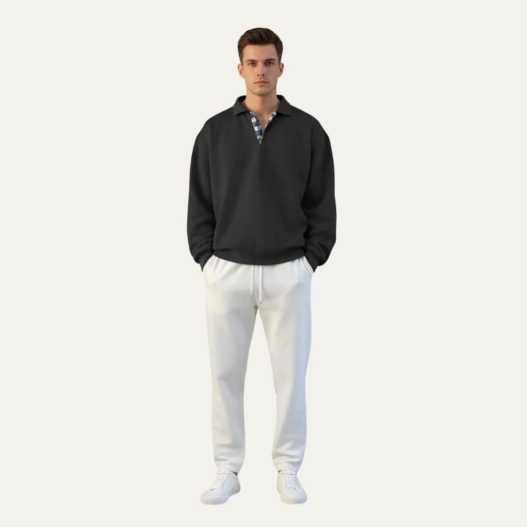 VogeLuxe | Men’s Relaxed Long Sleeve Polo Shirt