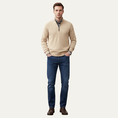 VogeLuxe | Men’s High Collar Quarter Zip Knit Sweater