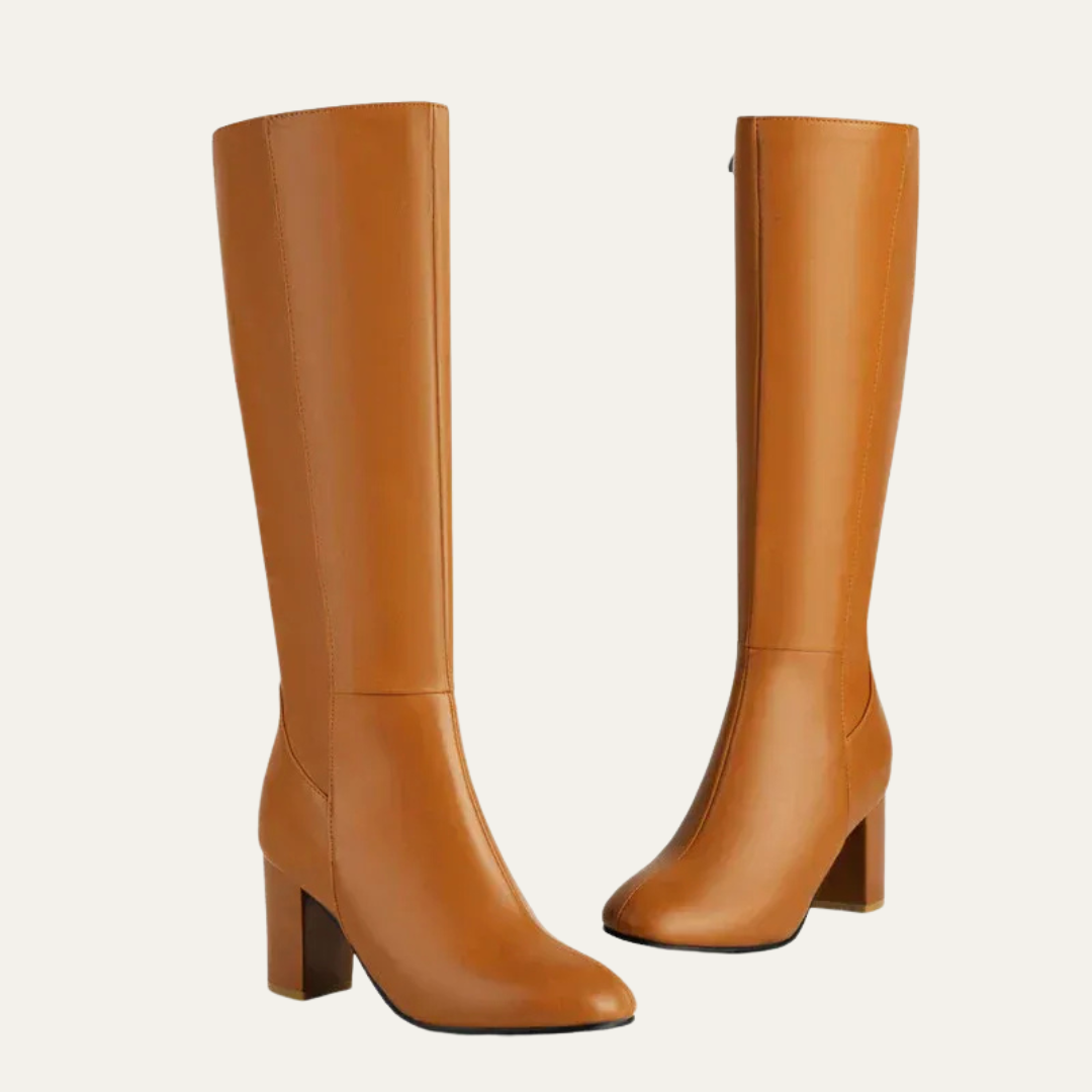 VogeLuxe | Women’s Minimalist Knee High Block Heel Boots