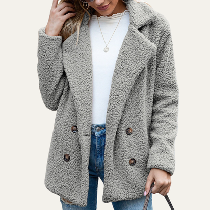 VogeLuxe | Women’s Plush Mid-Length Pea Coat