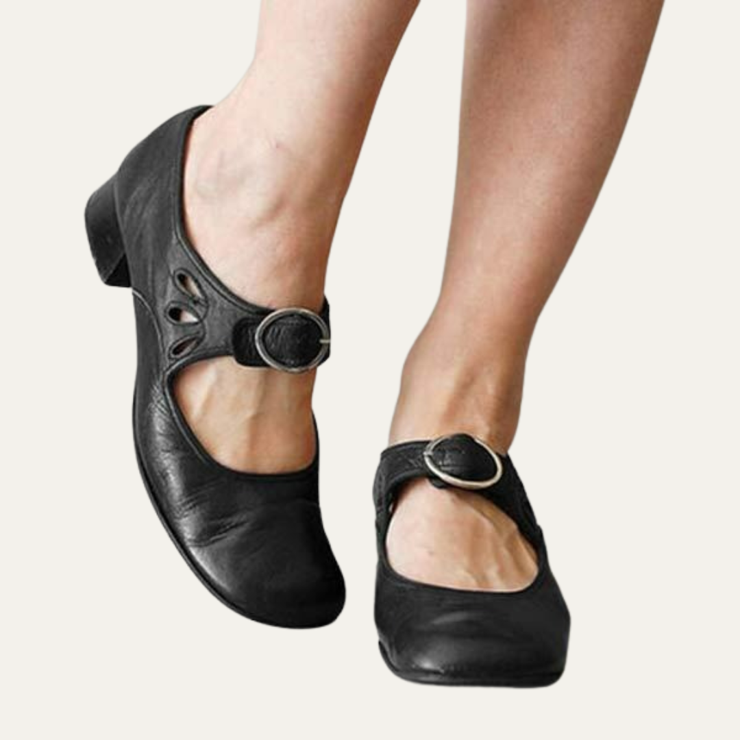 VogeLuxe | Women’s Mary Jane Heels with Rounded Toe and Low Block Heel
