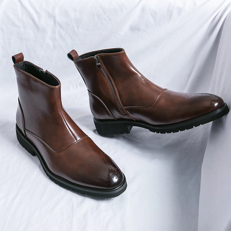 Comfortable Men's Vegan Chelsea Boots with Zipper - VogeLuxe