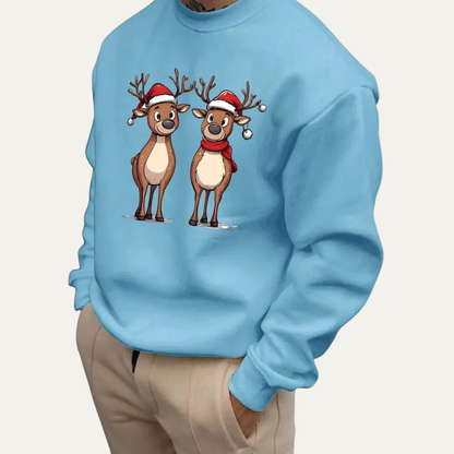 VogeLuxe | Men’s Festive Reindeer Graphic Crewneck Sweatshirt