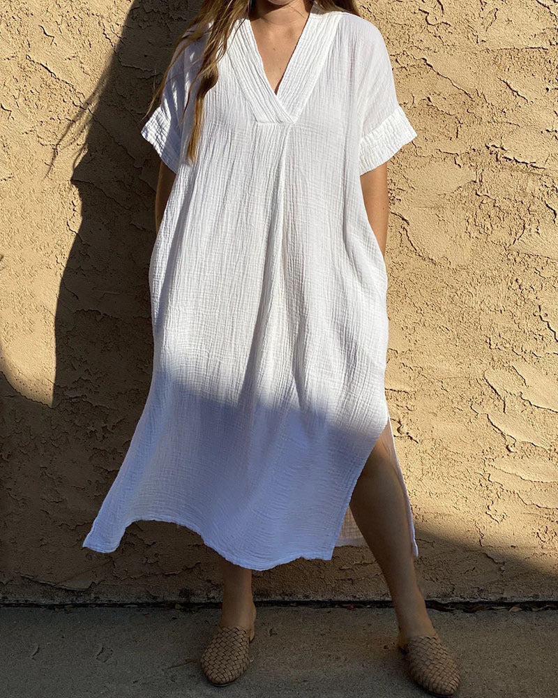 Simple V-Neck Sundress for Women - VogeLuxe