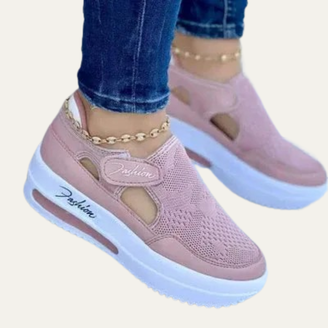 VogeLuxe | Women’s Mesh Knit Low Top Wedge Sneakers with Air Cushion Sole