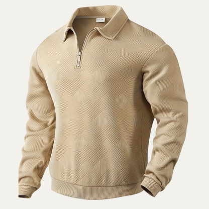 VogeLuxe | Men’s Textured Quarter Zipper Polo Sweater