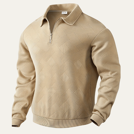 VogeLuxe | Men’s Textured Quarter Zipper Polo Sweater