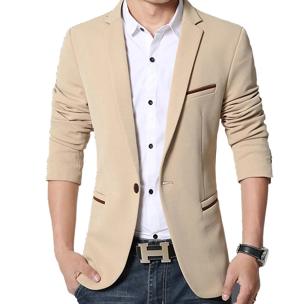 Stylish Men's Single Button Slim Fit Blazer - VogeLuxe