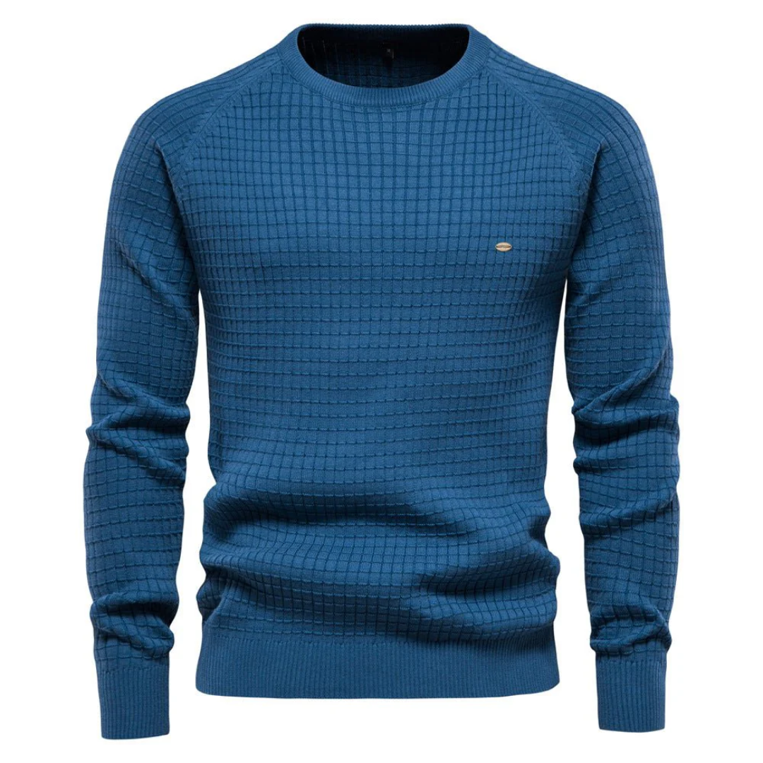VogeLuxe | Men’s Textured Waffle Knit Crewneck Sweater