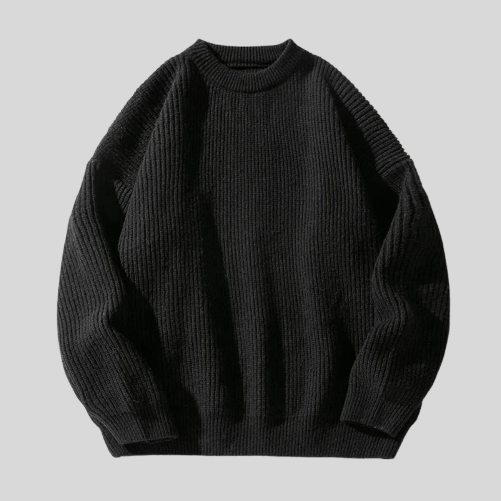 VogeLuxe | Men’s Relaxed Fit Heavy Rib Knit Crew Neck Sweater