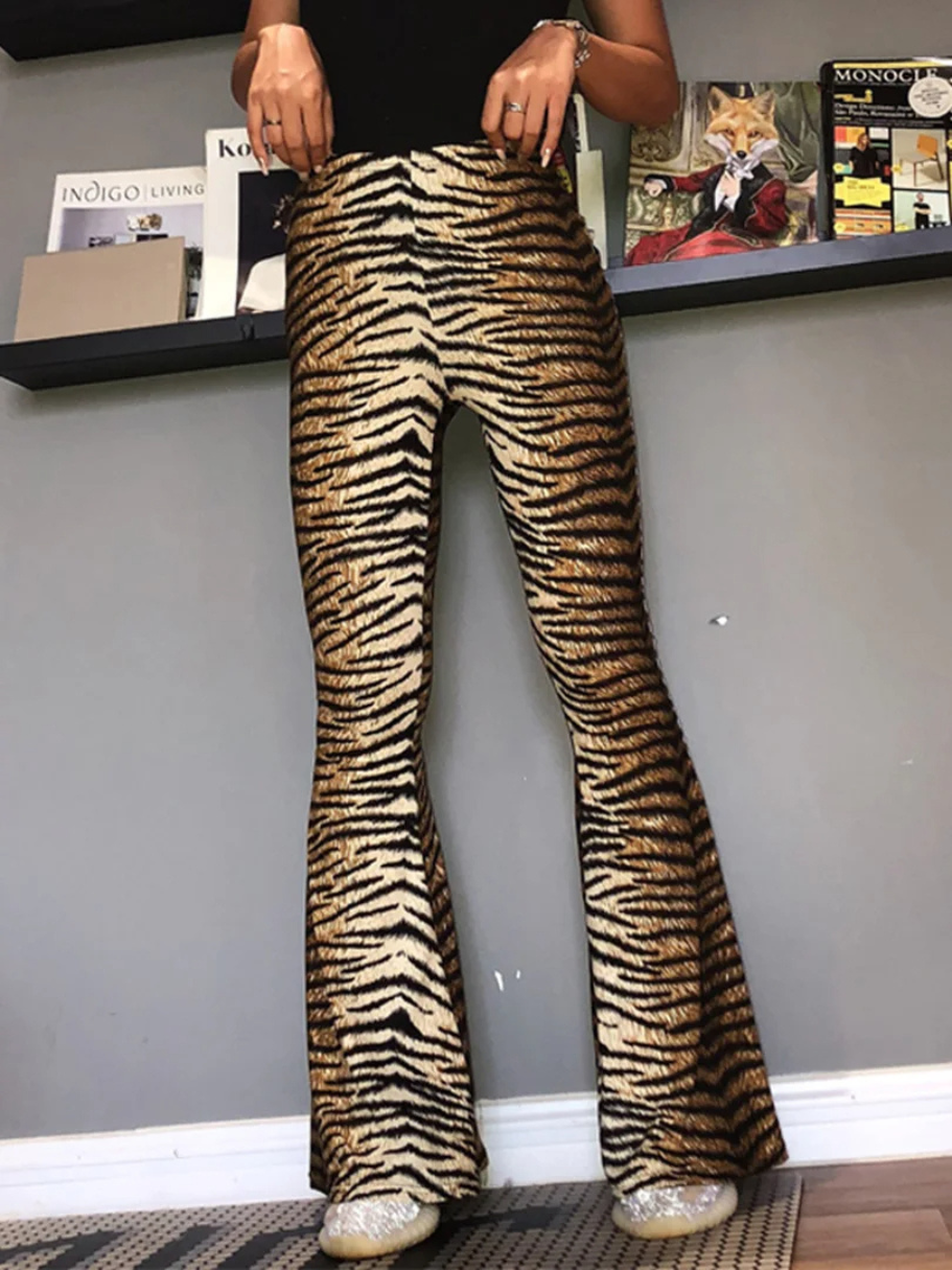 Fashionable Leopard Print Wide Leg High Waist Pants - BritishElegance