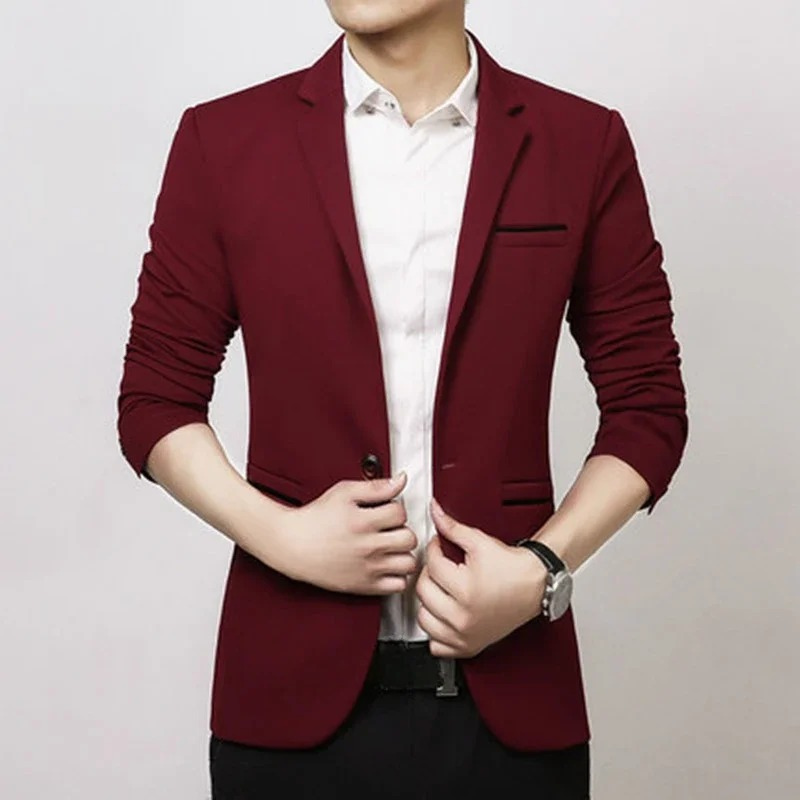 Stylish Slim Fit One Button Blazer for Men - VogeLuxe