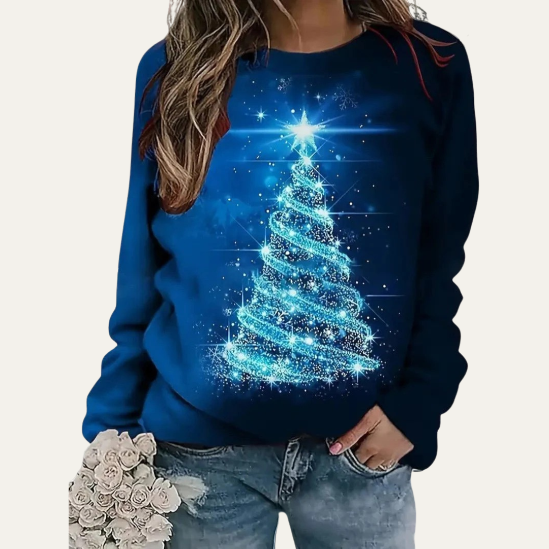 VogeLuxe | Women’s Golden Christmas Tree Raglan Sweatshirt