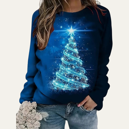 VogeLuxe | Women’s Golden Christmas Tree Raglan Sweatshirt