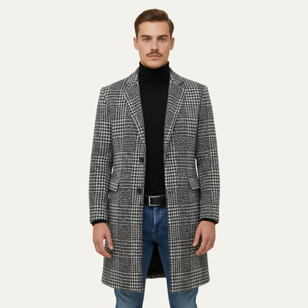 VogeLuxe | Men’s Classic Plaid Topcoat