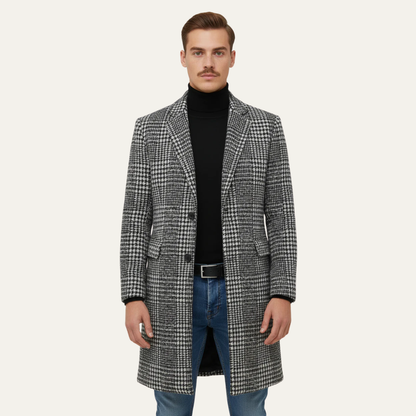 VogeLuxe | Men’s Classic Plaid Topcoat
