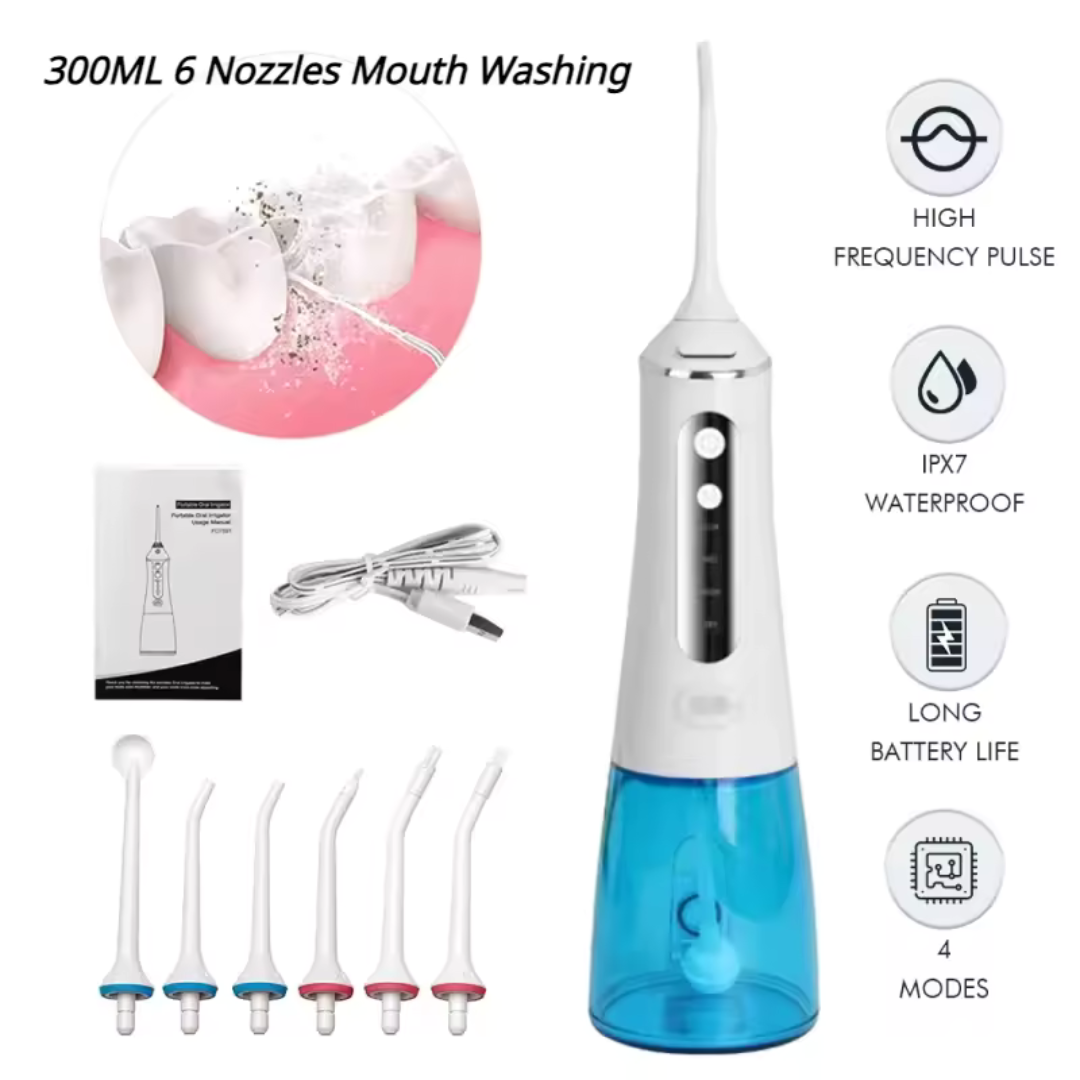 Compact Travel Water Flosser Oral Cleaner 300ml - VogeLuxe