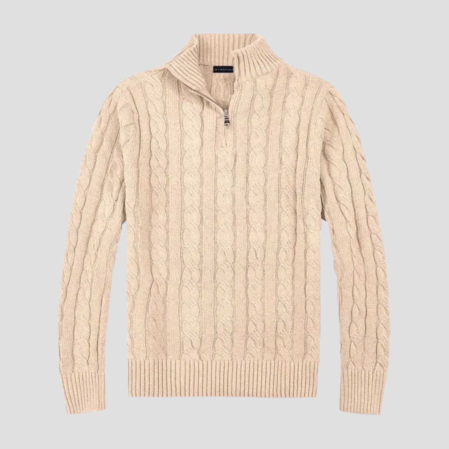 VogeLuxe | Men’s Timeless Quarter Zip Cable Knit Sweater