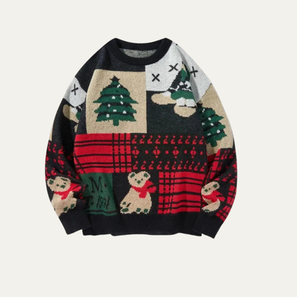 VogeLuxe | Women’s Festive Patchwork Christmas Knit Sweater