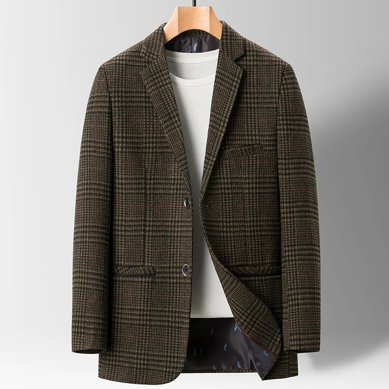 Stylish Men's Checked Blazer Jacket - VogeLuxe